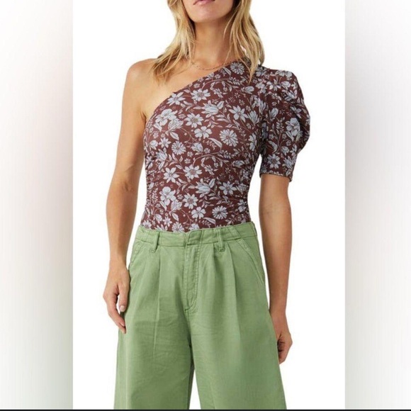 Free People Pants - Free people something about you floral half shoulder bodysuit